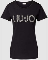 Liu Jo - T-Shirt mit Label-Ziersteinbesatz - Lyst