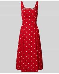 Apricot - Midi-Jurk Met Linnen En Vierkante Hals - Lyst