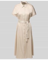 Comma, - Hemdblusenkleid mit Bindegürtel - Lyst