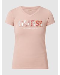 Guess T-Shirt mit Strasssteinen Modell 'Jet' - Pink