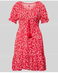 Apricot - Mini-Jurk Van Viscose Met Sierkwastjes En Smokdetails - Lyst