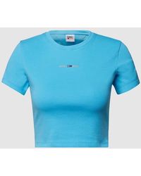Tommy Hilfiger - Cropped T-Shirt mit Label-Stitching - Lyst