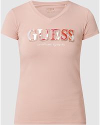 Guess T-Shirt mit Strasssteinen Modell 'Jet' - Pink
