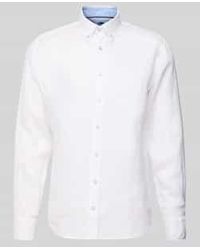 Fynch-Hatton - Regular Fit Linnen Overhemd Met Button-downkraag - Lyst