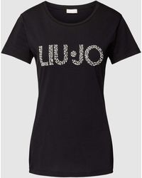 Liu Jo - T-shirt Met Label Met Siersteentjes - Lyst