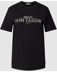 Tom Tailor Denim T-shirt Met Logoprint, Model 'logo T-shirt' - Zwart