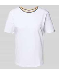 Jake*s - T-shirt Met Geribde Ronde Hals - Lyst