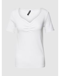 Pieces T-Shirt mit Herz-Ausschnitt Modell 'TANIA' - Weiß