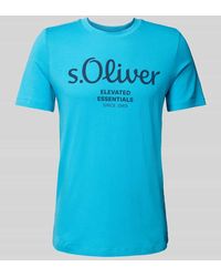 S.oliver - Regular Fit T-Shirt Aus Reiner Baumwolle Mit Großem Label Print - Lyst