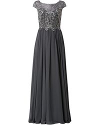 Luxuar Abendkleid mit Ziersteinen - Grau