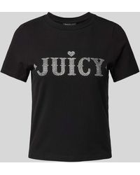 Juicy Couture - T-Shirt mit Ziersteinbesatz und Rundhalsausschnitt - Lyst