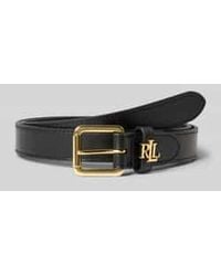 Ralph Lauren - Smalle Leren Riem Met Logolus - Lyst
