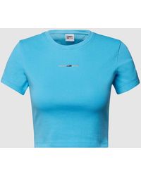Tommy Hilfiger - Cropped T-Shirt mit Label-Stitching - Lyst