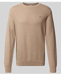 GANT - Strickpullover mit Rundhalsausschnitt und Logo-Stitching - Lyst