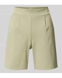 Ichi - Regular Fit Korte Broek Met Bandplooien - Lyst