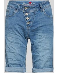 Buena Vista - Korte Regular Fit Jeans Met Asymmetrische Knoopsluiting - Lyst