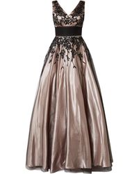 Niente Avondjurk Van Mesh Met Borduursels - Zwart