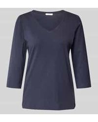 S.oliver - Regular Fit Shirt Met 3/4-mouwen Van Katoen-jerseymix Met V-hals - Lyst