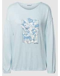 Tom Tailor - Shirt Met Lange Mouwen, Motiefprint En Extra Brede Schouders - Lyst