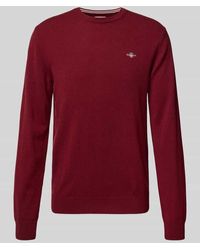 GANT - Strickpullover aus reiner Lammwolle mit gerippten Abschlüssen - Lyst