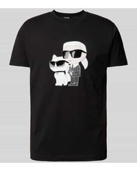 Karl Lagerfeld - T-Shirt mit Motiv- und Label-Print - Lyst