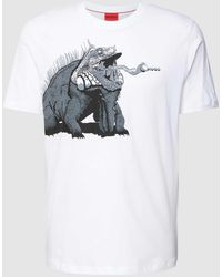 HUGO - T-shirt Met Motief- En Labelprint - Lyst