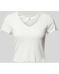 ONLY - Cropped T-Shirt mit Muschelsaum Modell 'KIKA' - Lyst