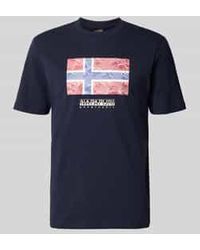 Napapijri - T-Shirt Met Labelprint, Model 'Drapeau' - Lyst