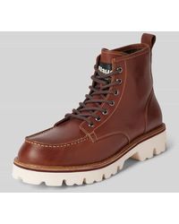 Blauer Usa - Schnürboots Aus Leder Mit Label-Detail Modell 'Rusk03' - Lyst