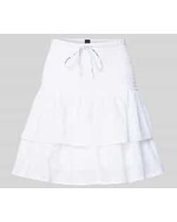 Marc Cain - Minirok Met Broderie Anglaise En Volantzoom - Lyst