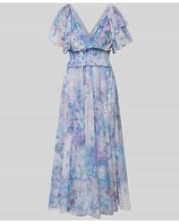 LACE & BEADS - Knielanges Cocktailkleid mit V-Ausschnitt - Lyst