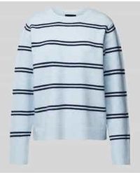 Pieces - Regular Fit Gebreide Pullover Met Wol En Streepmotief - Lyst