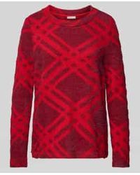 Street One - Gebreide Pullover Met Geribde Ronde Hals - Lyst