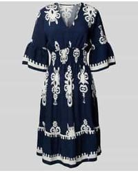 Apricot - Kniellange Tuniekjurk Van Viscosemix Met V-Hals - Lyst