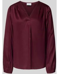 Comma, - Regular Fit Bluse aus Viskose mit V-Ausschnitt - Lyst