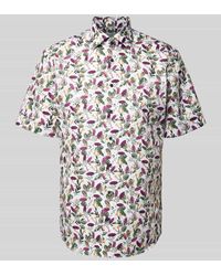 Eterna - Modern Fit Business-Hemd mit floralem Muster - Lyst