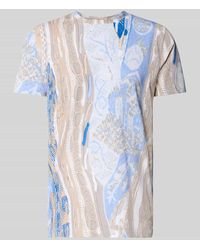 carlo colucci - T-Shirt mit geripptem Rundhalsausschnitt - Lyst