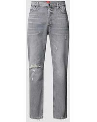 HUGO - Tapered Fit Jeans im Destroyed-Look - Lyst