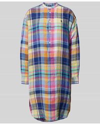 Polo Ralph Lauren - Hemdblusenkleid aus Leinen mit Label-Stitching - Lyst