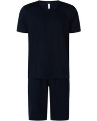Hanro Pyjama aus merzerisierter Baumwolle - Blau