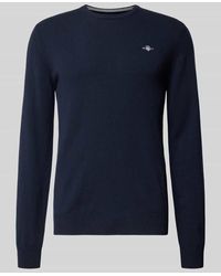 GANT - Strickpullover aus reiner Lammwolle mit gerippten Abschlüssen - Lyst