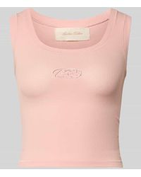 Another Cotton Lab - Slim Fit Top mit Logo-Detail - Lyst