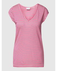 Vila T-Shirt aus reiner Viskose mit V-Ausschnitt Modell 'scoop' - Pink