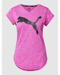 PUMA PERFORMANCE T-Shirt mit Logo-Print - Pink