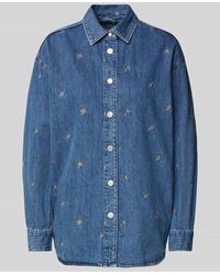 Pepe Jeans - Relaxed Fit Jeansbluse mit Motiv-Stitching Modell 'BLOSSOM' - Lyst