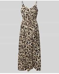 Ichi - Midi-Jurk Van Viscose Met V-Hals, Model 'Marrakech' - Lyst