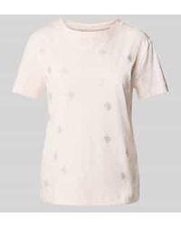 Guess - T-shirt Met Geribde Ronde Hals - Lyst