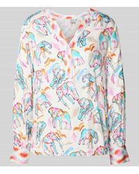 Emily Van Den Bergh - Regular Fit Bluse mit Tunikakragen - Lyst