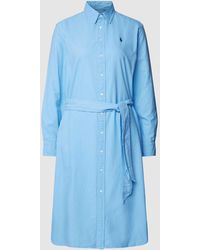 Polo Ralph Lauren - Blusenkleid mit Logo-Stitching und Bindegürtel Modell 'CORY' - Lyst