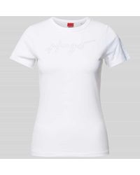 HUGO - T-Shirt mit Strasssteinbesatz Modell 'Deloris' - Lyst